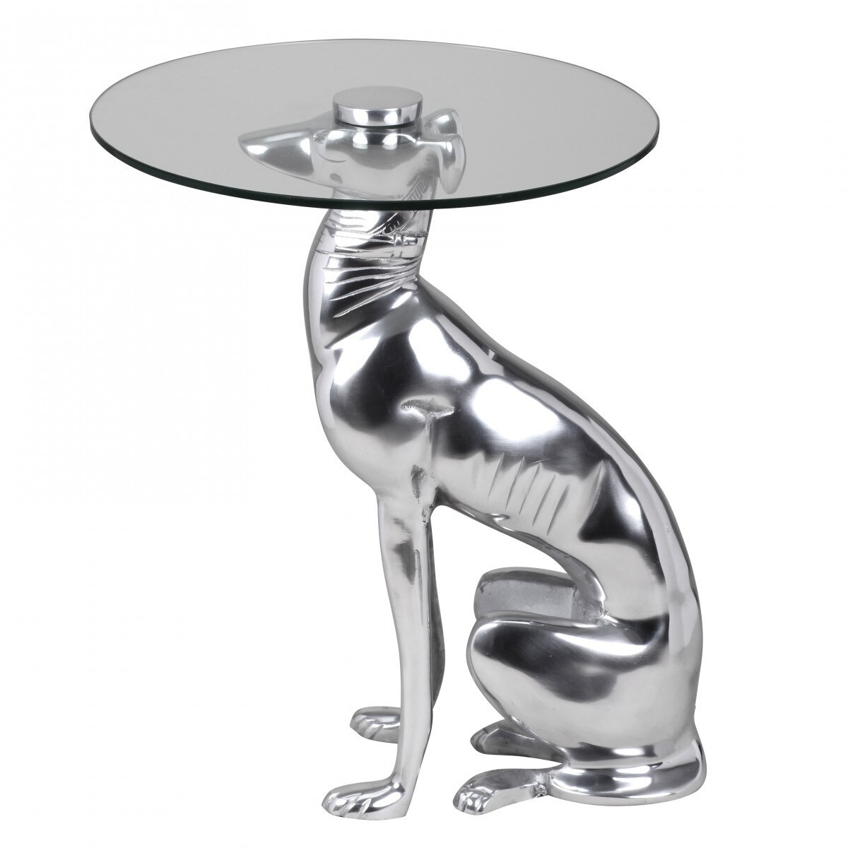 FineBuy Design Skulptur Deko Beistelltisch Figur aus Aluminium Farbe Silber