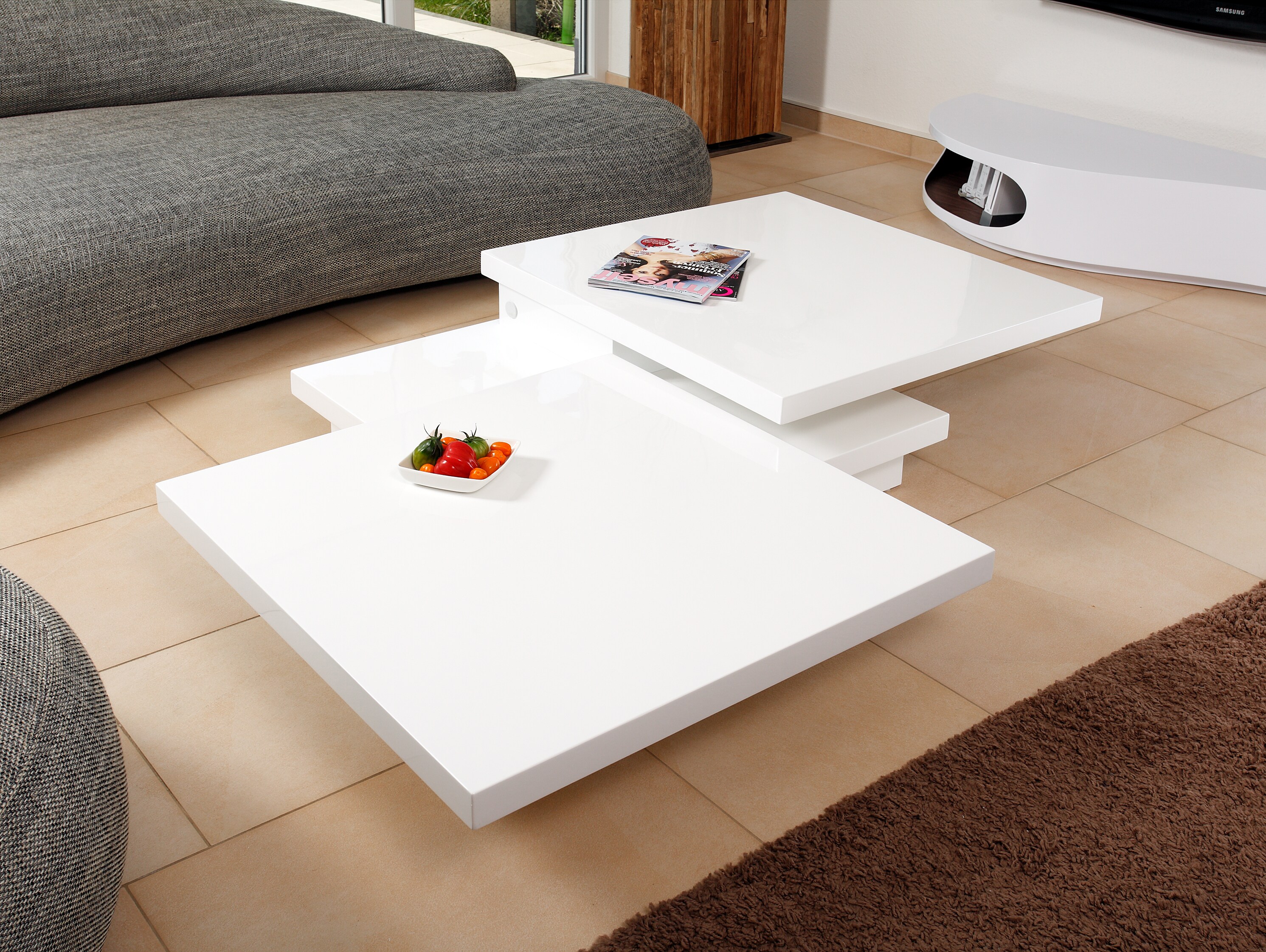 Couchtisch 120x80 hochglanz Beistelltisch Sofatisch Wohnzimmertisch Tisch weiß