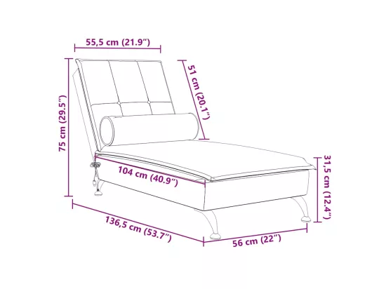 Chaise longue de massage avec traversin vert foncé velours