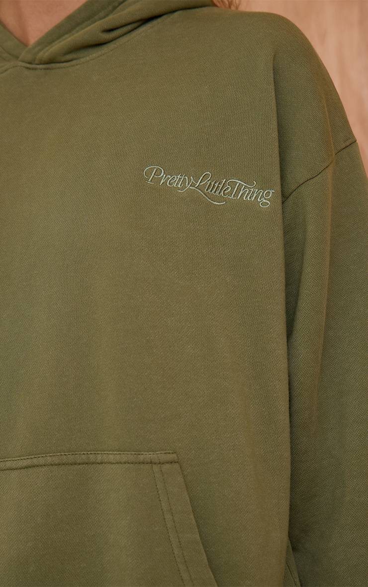 Vert Sauge Sweat À Casynthétiqueche PLT Oversize Effet Délavé À L'acide Avec Broderie