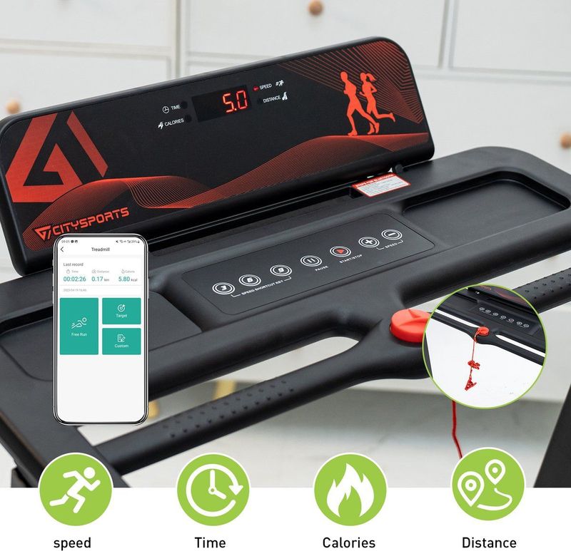 CITYSPORTS WP9P loopband - loopband voor thuis met helling- opvouwbare loopband tot 12 km/u- met LED-display loopbandbureau