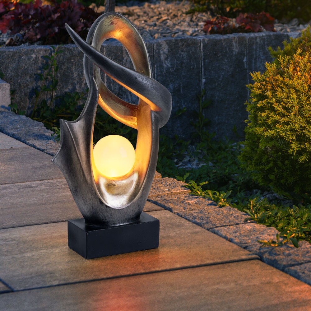 LED Solarleuchte, silber, Flacker-Effekt, Glas, Feuereffekt