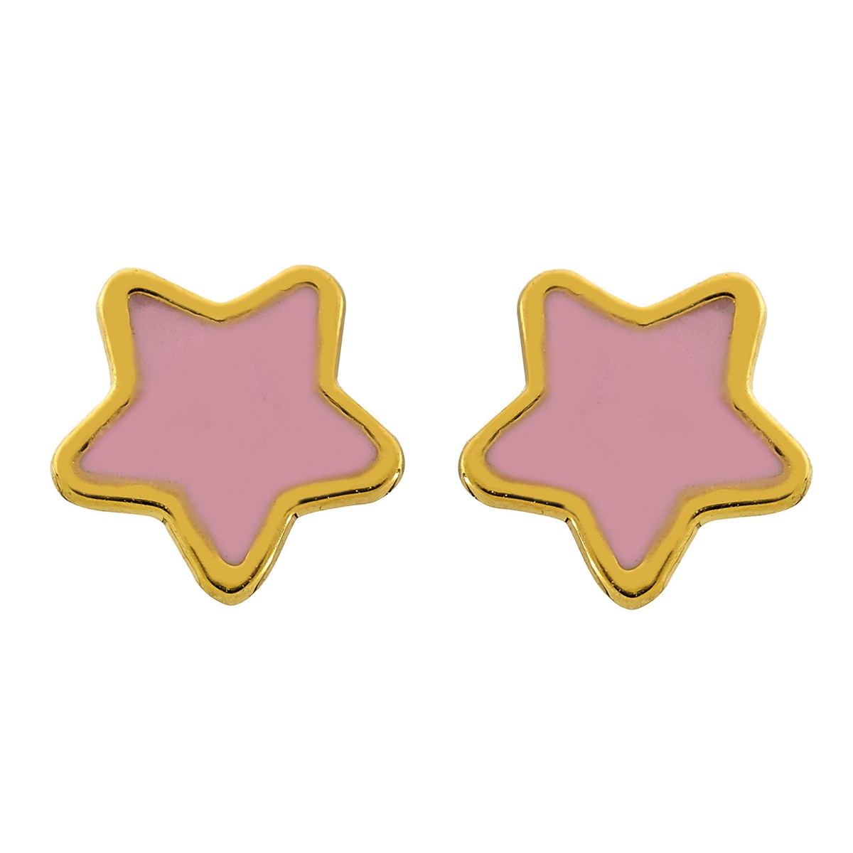 Boucles d'oreilles étoiles laquées rose or 9 carats