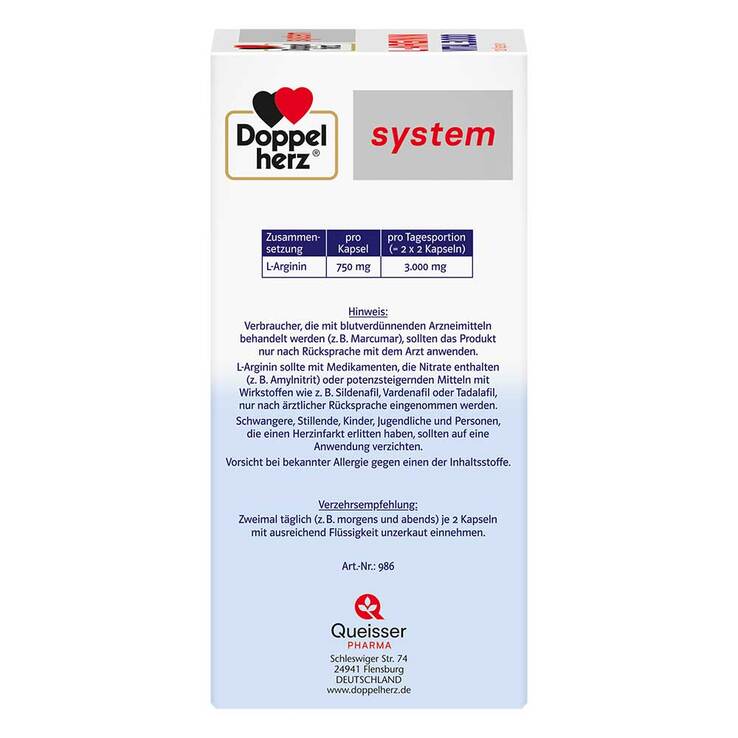 Doppelherz system L-Arginin Vital 3000 Kapseln, 120 St