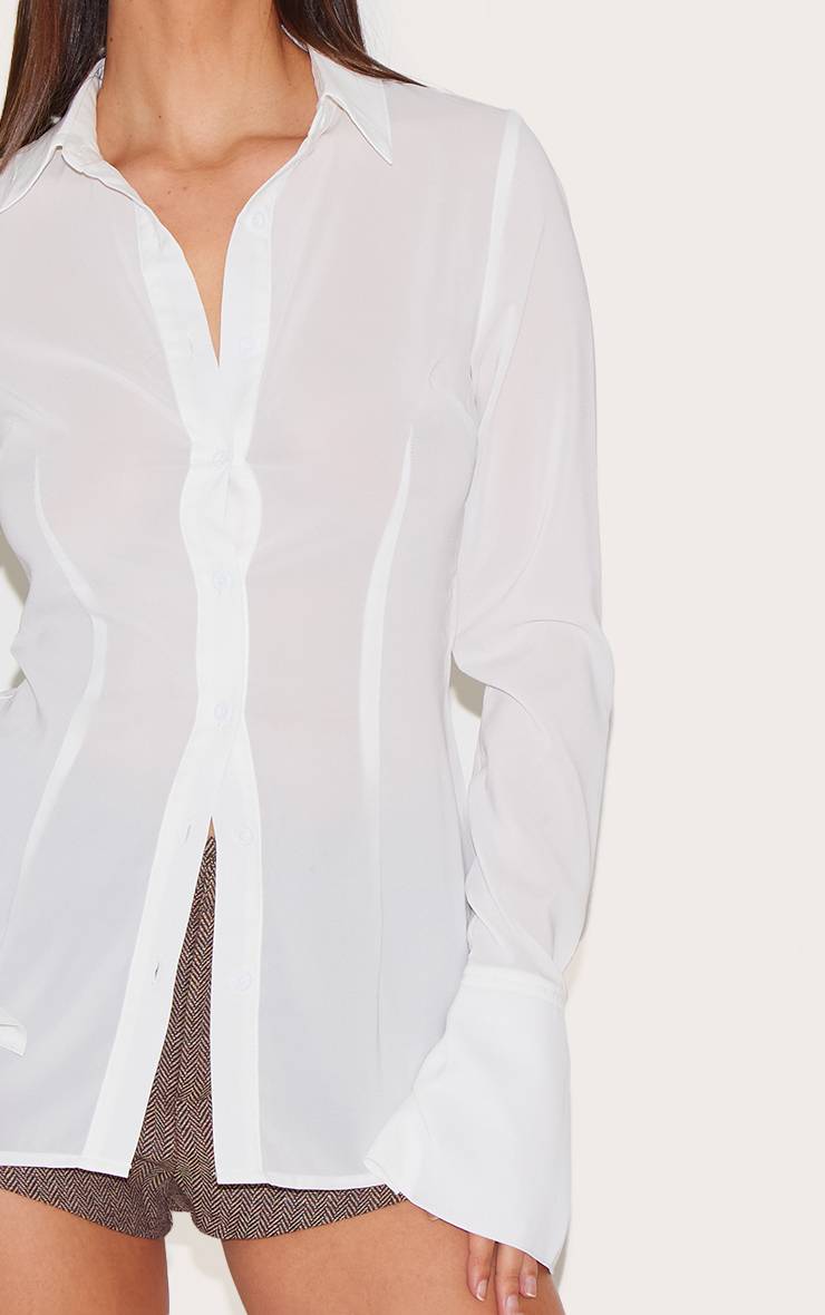 Blanc Chemise Ajustée En Mousseline