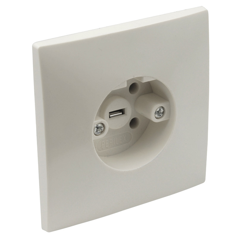 Perilex inbouw contactdoos 16A Crème
