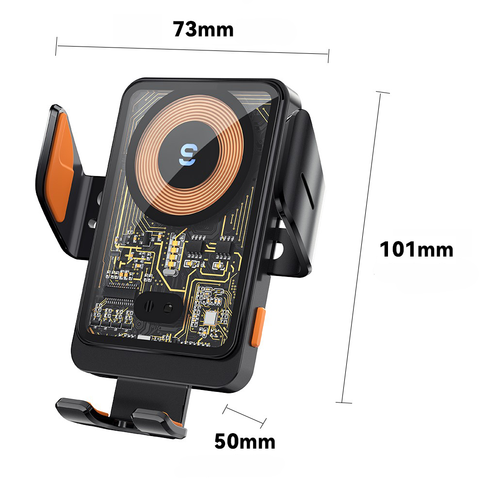 (15W) Qi Wireless Fast Charge Auto KFZ Halterung Ladegerät   Lüftungsgitter Befestigung (Air Frame) - Schwarz