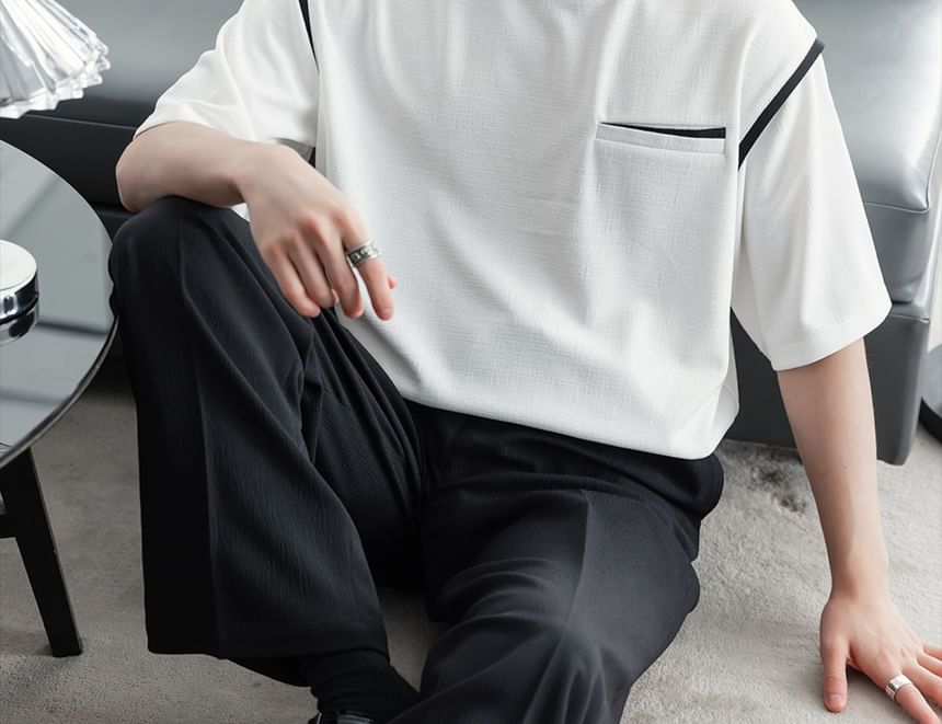CHIC ERRO - T-shirt met korte mouwen, ronde hals en tweekleurig paneel
