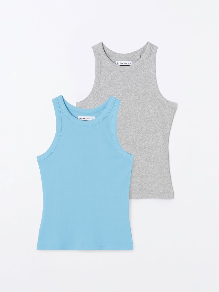 Pacote com 2 camisetas regata - Azul Claro