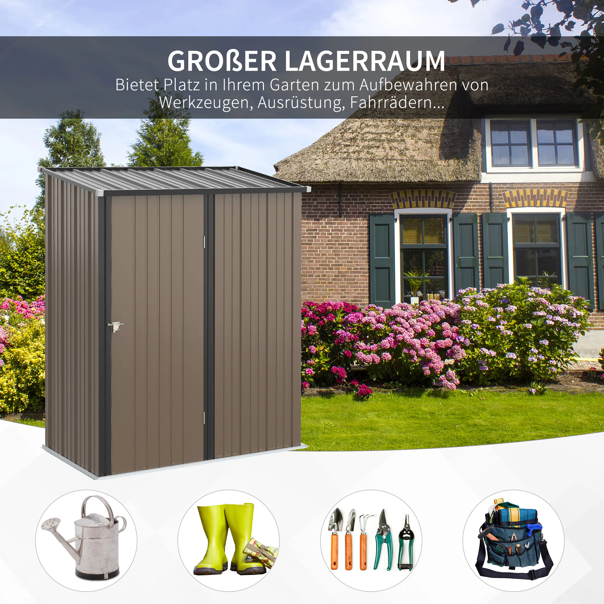 Outsunny Gerätehaus mit schrägem Dach 161,5B x 94,5T x 196H cm