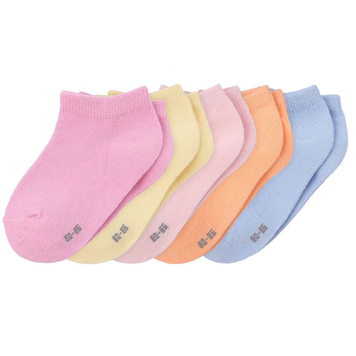 Topomini 5 Paar Baby Sneaker-Socken im Set rosa / hellblau / gelb