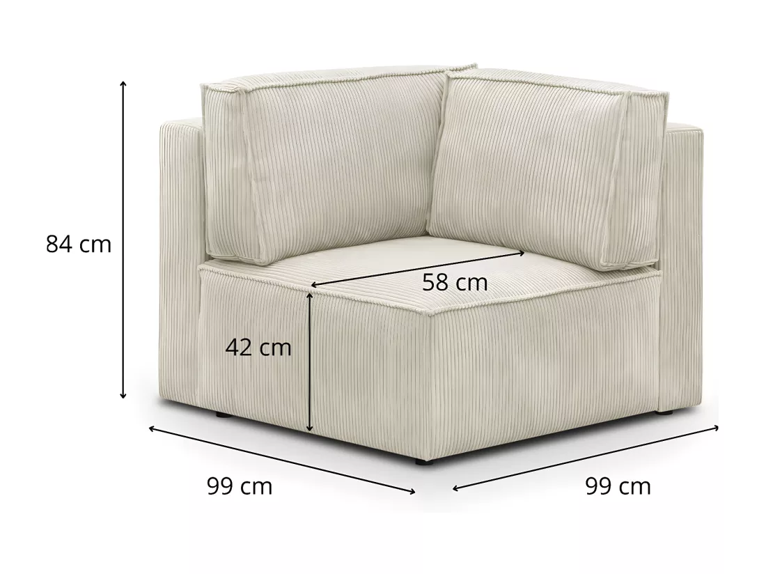 Module d'angle à droite en velours côtelé beige - Harper Mod
