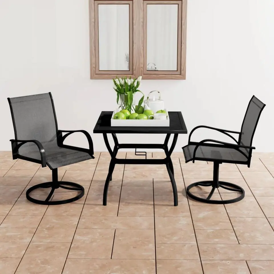 vidaXL - Tuinset - Grijs - Staal - 80 cm tafellengte