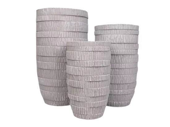 3 Cache-pots grandes tailles plante extérieur béton gris 44-55-65cm