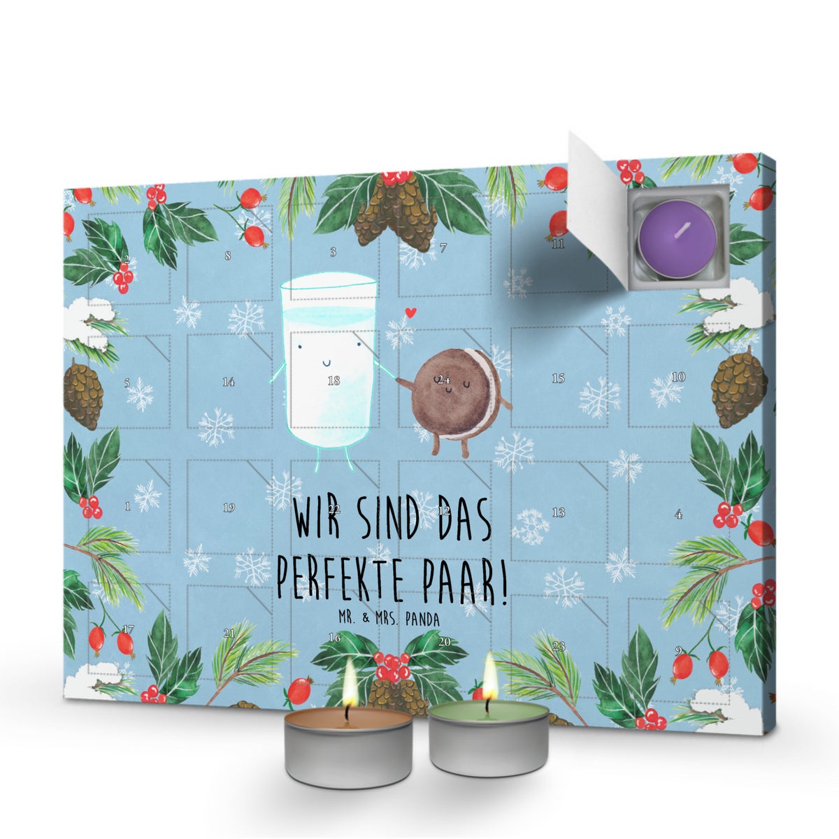Mr. & Mrs. Panda Geurkaars Adventskalender Melkkoekje - Pastelblauw