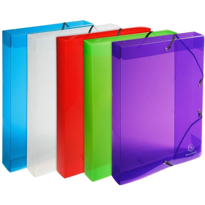 Boite de classement Exabox Dos 40mm Polypropylène Crystal Colours - A4 - Couleurs assorties