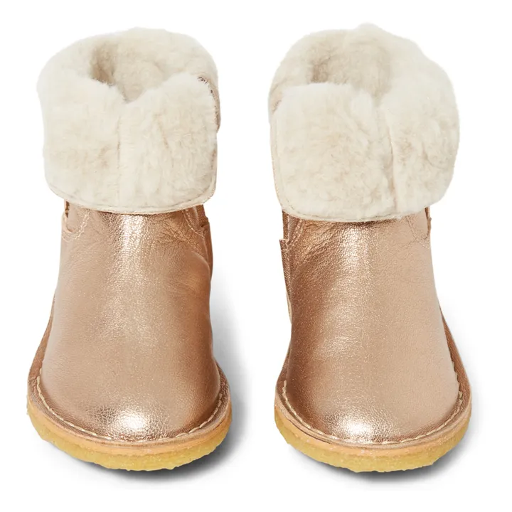 Emile et Ida Boots Cuir Fourrées Chowchow | Doré