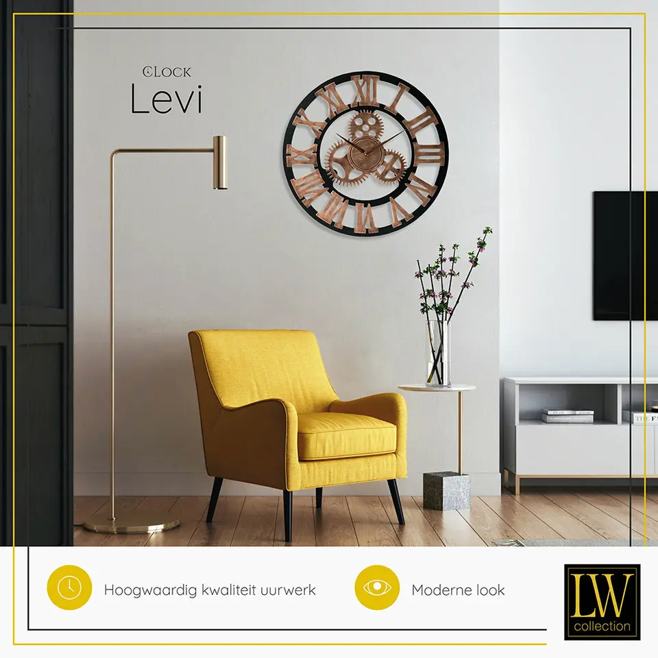 LW Collection Wandklok Levi brons grieks 60cm