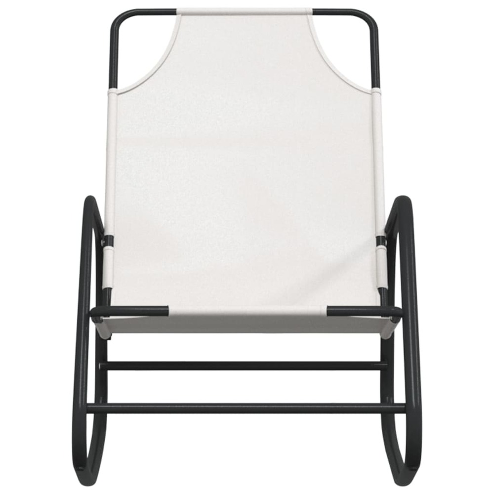 Transat chaise longue bain de soleil lit de jardin terrasse meuble d'extérieur à bascule acier et textilène crème