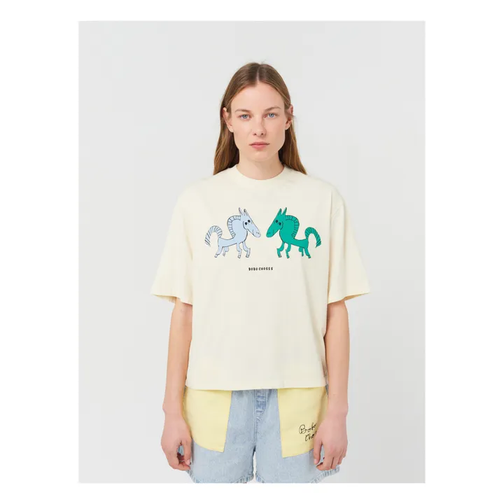 Bobo Choses T-shirt Chevaux Coton Bio x Smallable | Ecru