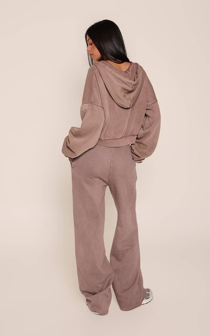 Washed Brown Jogging Tall À Jambes Larges Avec Cordon De Serrage