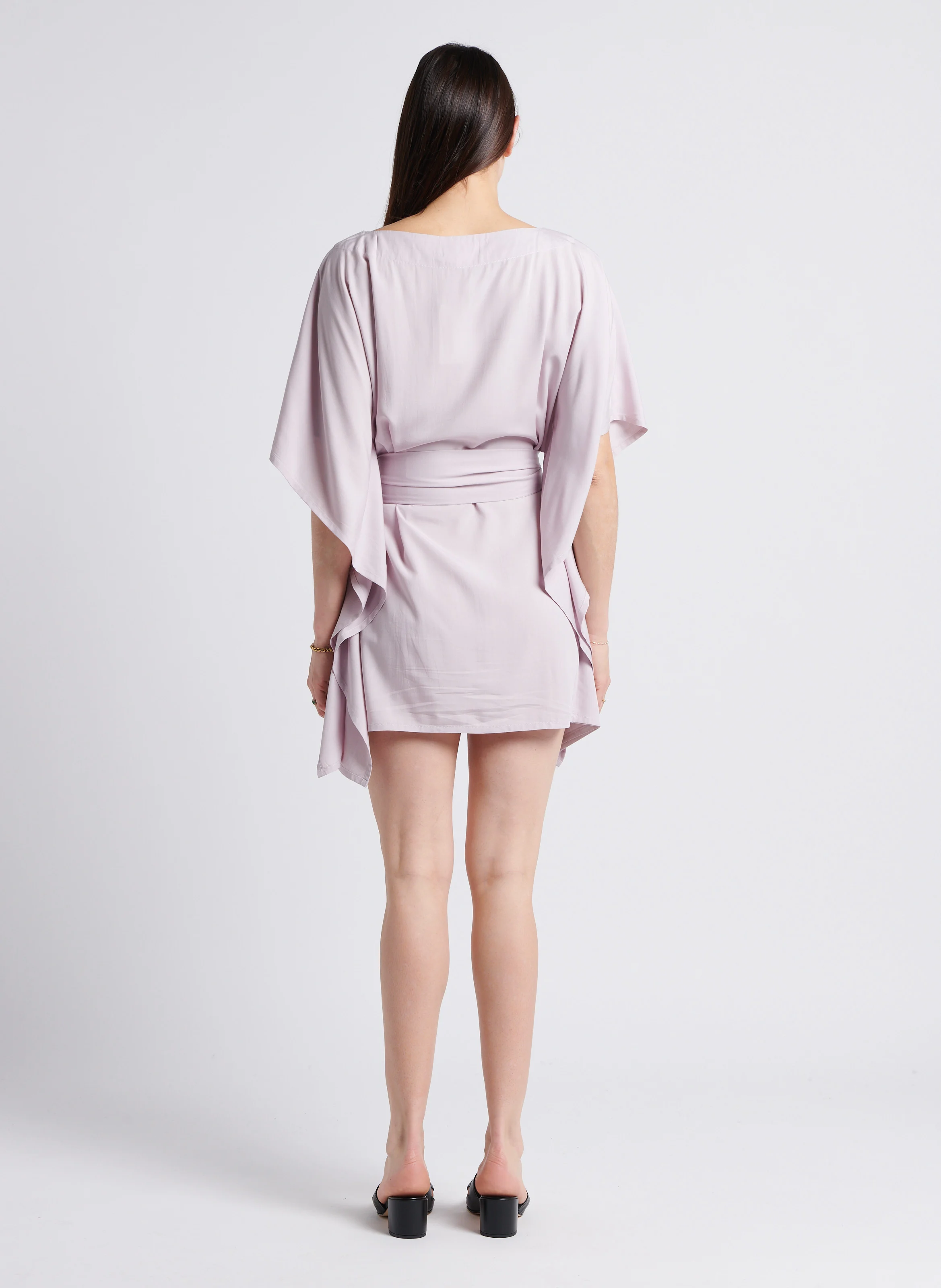 KIMONO - Robe midi ample kimono ceinturée à col bateau | Violet