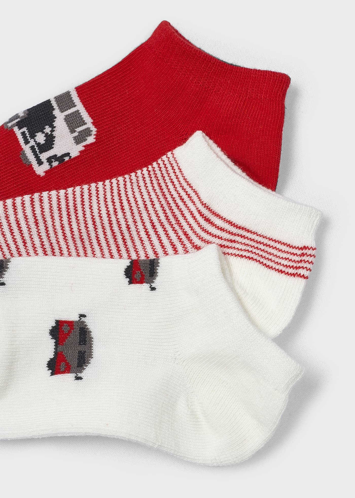 Pacote com 3 pares de meias curtas de algodão estampadas para meninos