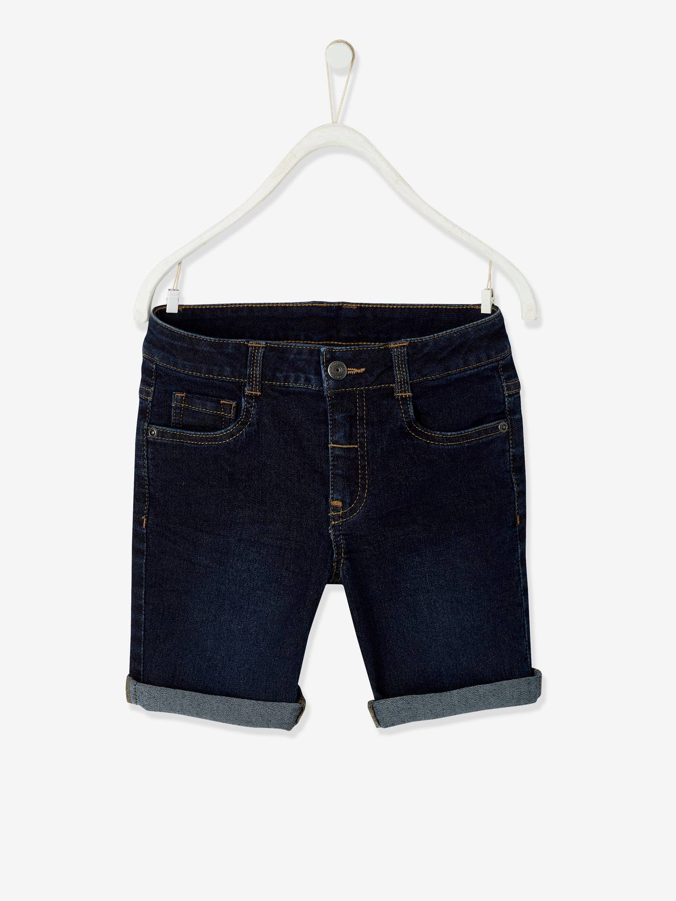 Bermuda jeans azul-escuro lavado para meninos