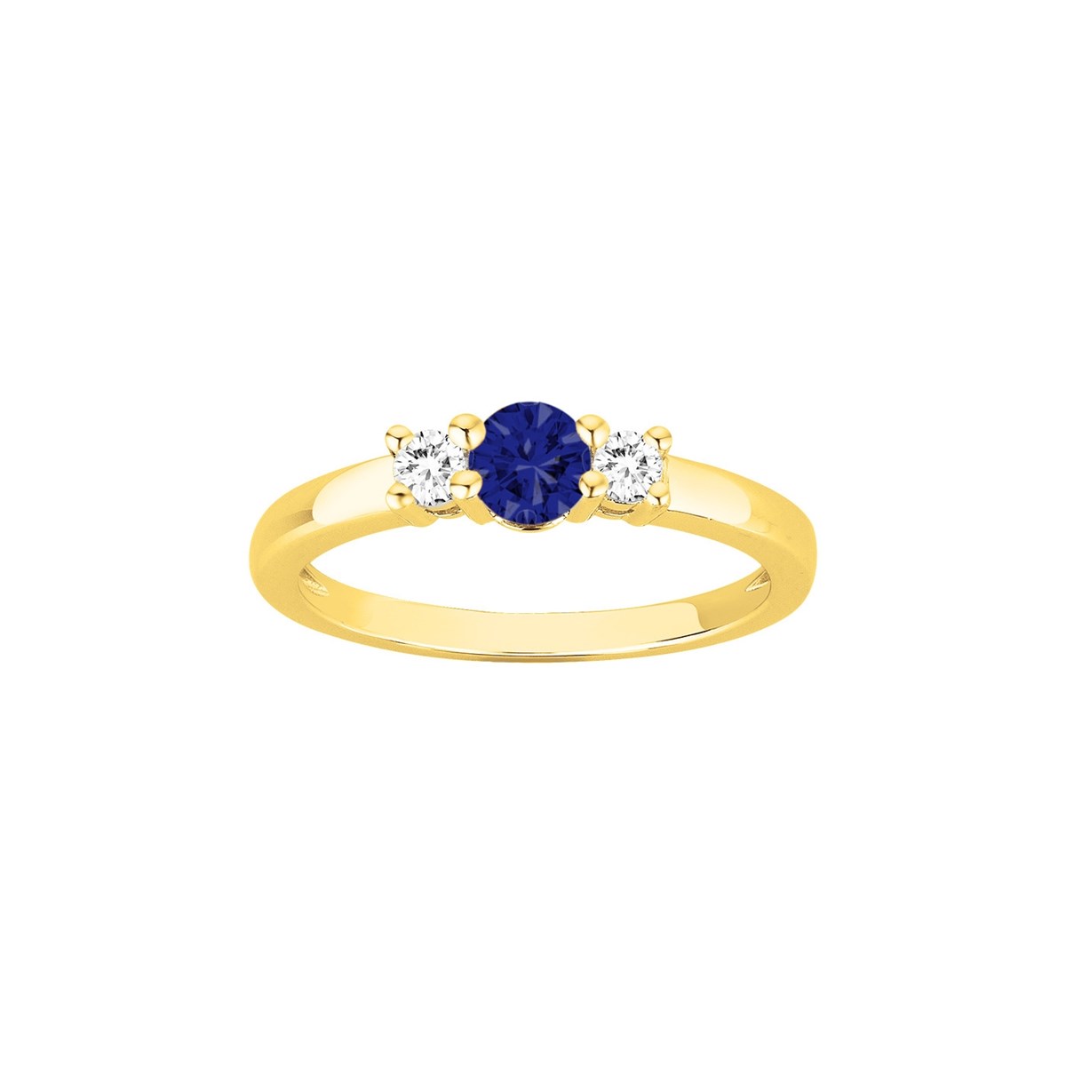 Bague en Plaqué Or avec spinelle bleu saphir