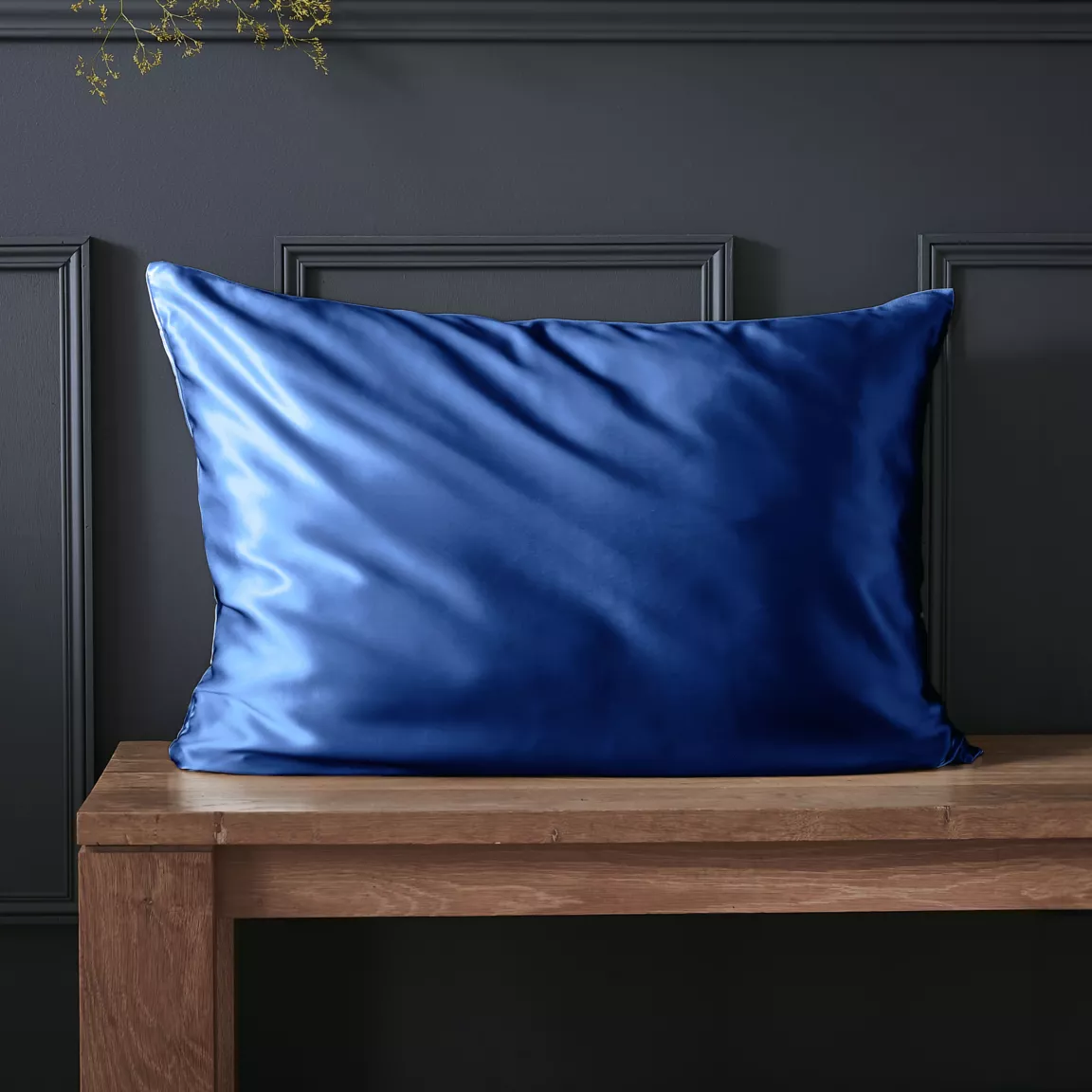Taie d'oreiller rectangulaire soie de mûrier (50 x 80 cm) Mizuki Bleu marine