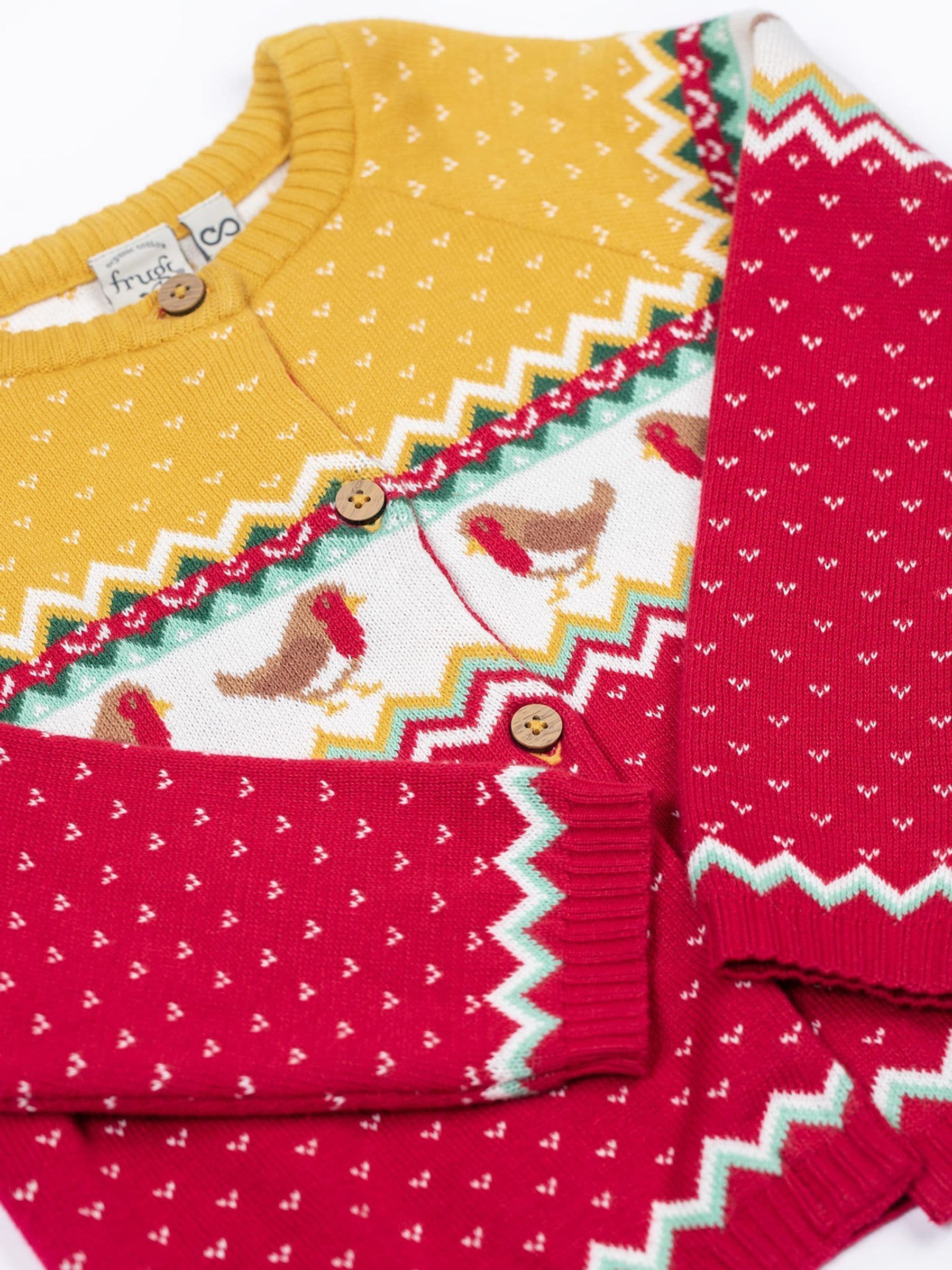 Frugi Rood Kerstmis Carol Vest