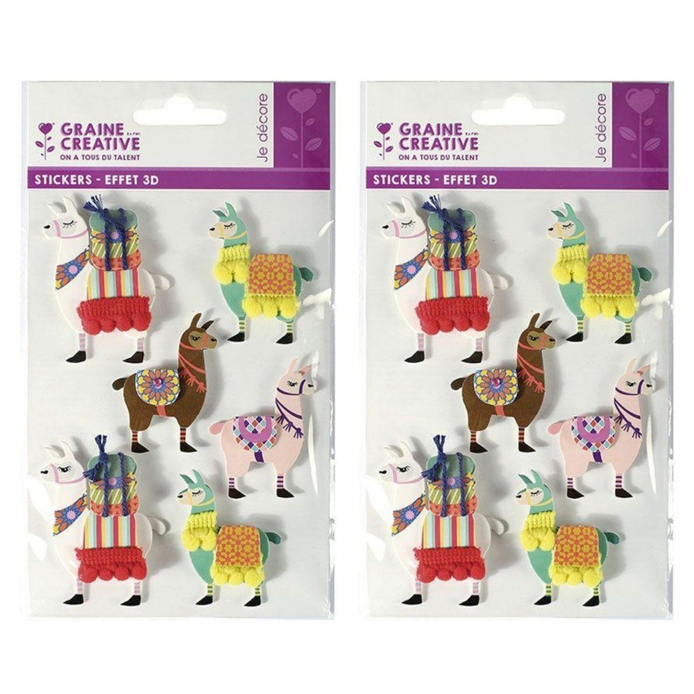 12 stickers 3d - lama 6 cm