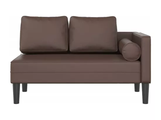 Prolenta Premium - Chaise longue avec coussins marron similicuir