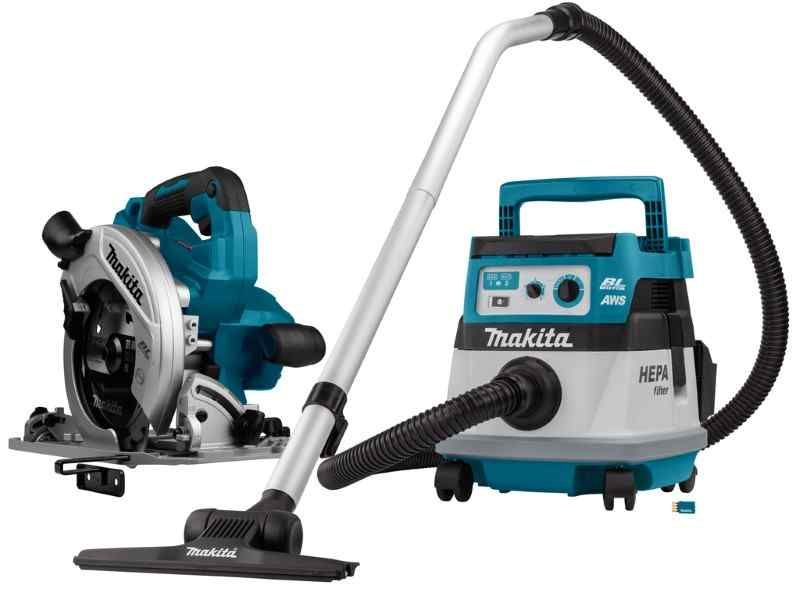 Makita DLX2389UX1 2x18V AWS Combiset voor zagen (190mm) en stofzuigen in mbox ,met aws zender