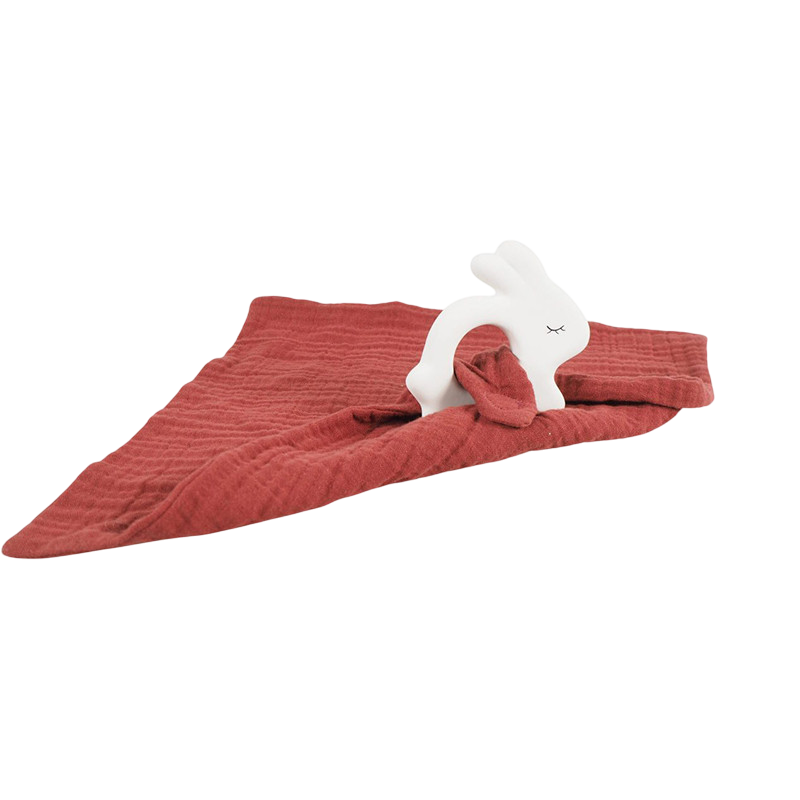 Beissring Hase mit Schmusetuch Rot