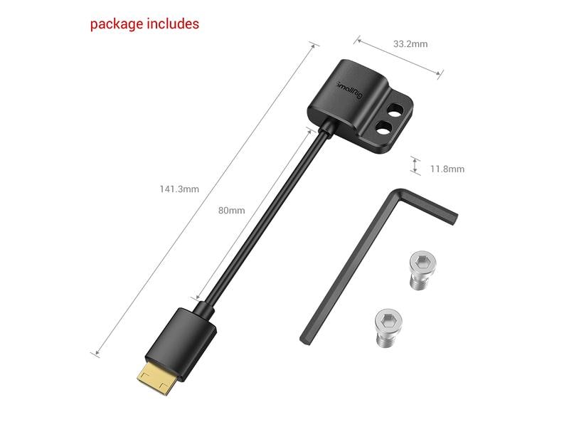 Smallrig Kabel Ultra Slim 4K HDMI Adapter (C to A) Hochwertiges 4K Adapterkabel für die Kameraeinrichtung