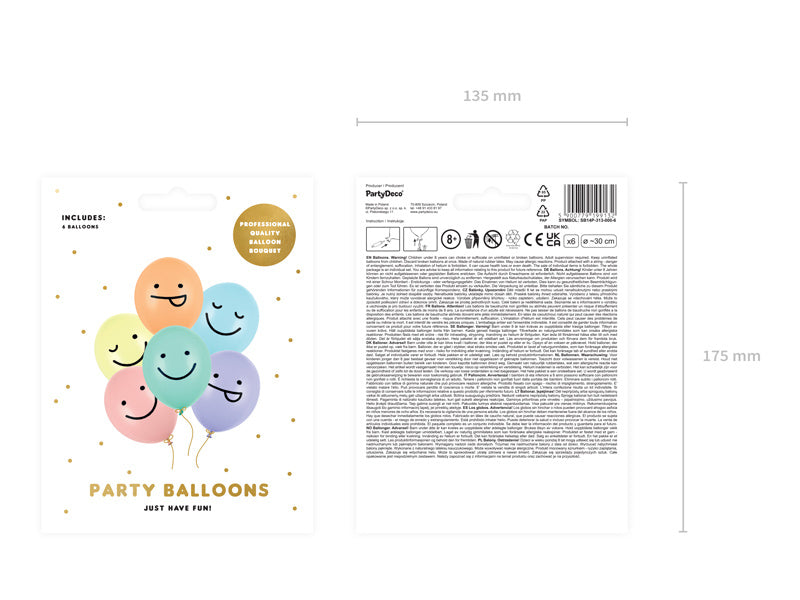 Smiley Ballonnen 30cm 6st