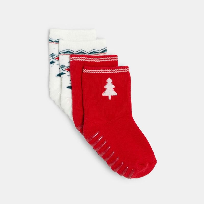 Chaussettes bouclettes antiglisse (lot de 2) rouges bébé garçon Rouge