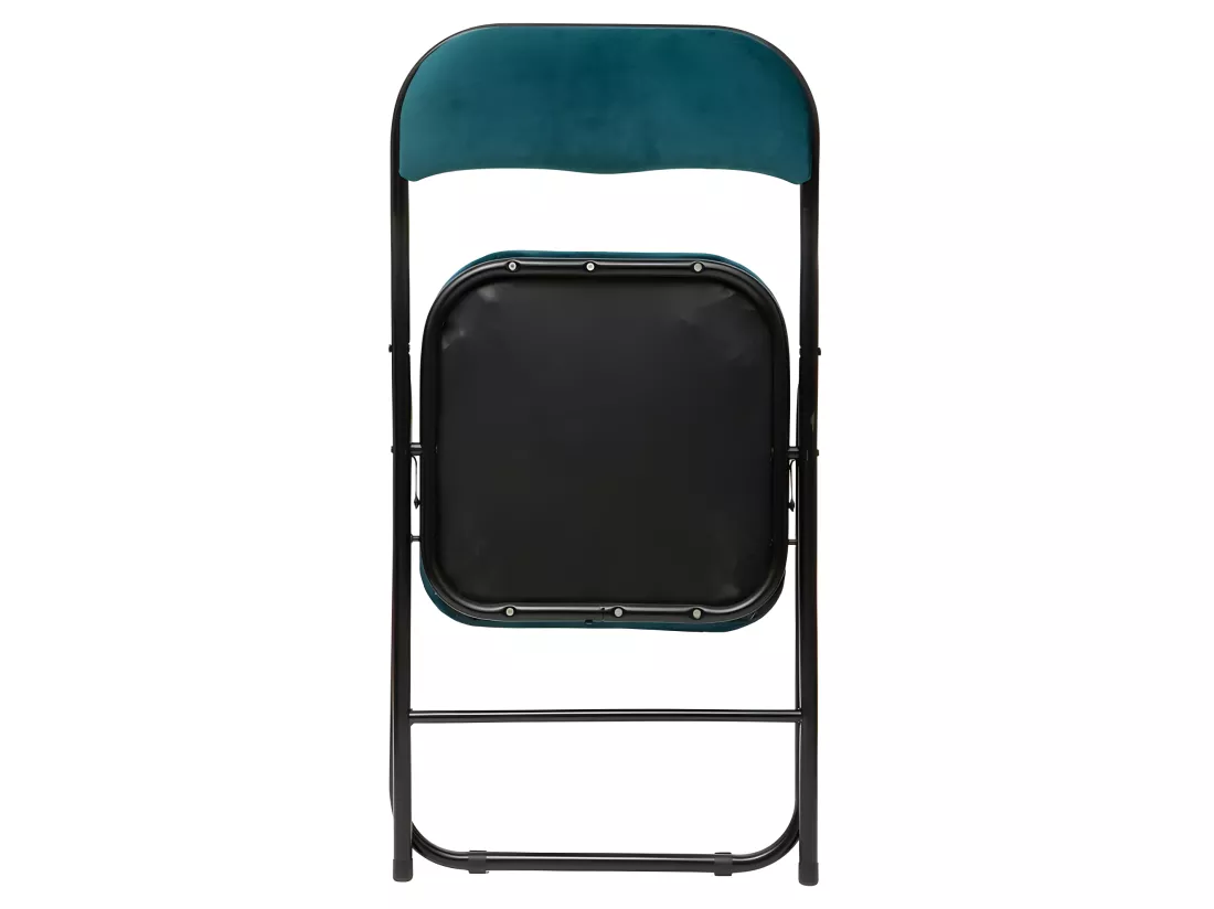 Lot de 6 chaises pliantes en métal coloris bleu canard - Longueur 44 x Profondeur 48 x Hauteur 79 cm