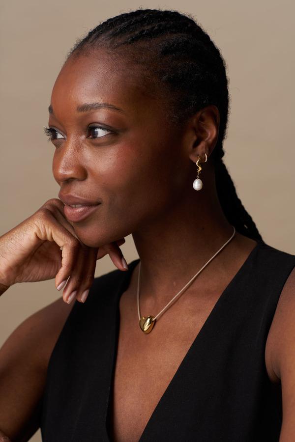 Orelia Jewellery Oval Wave Pearl Drop Hoop Earrings