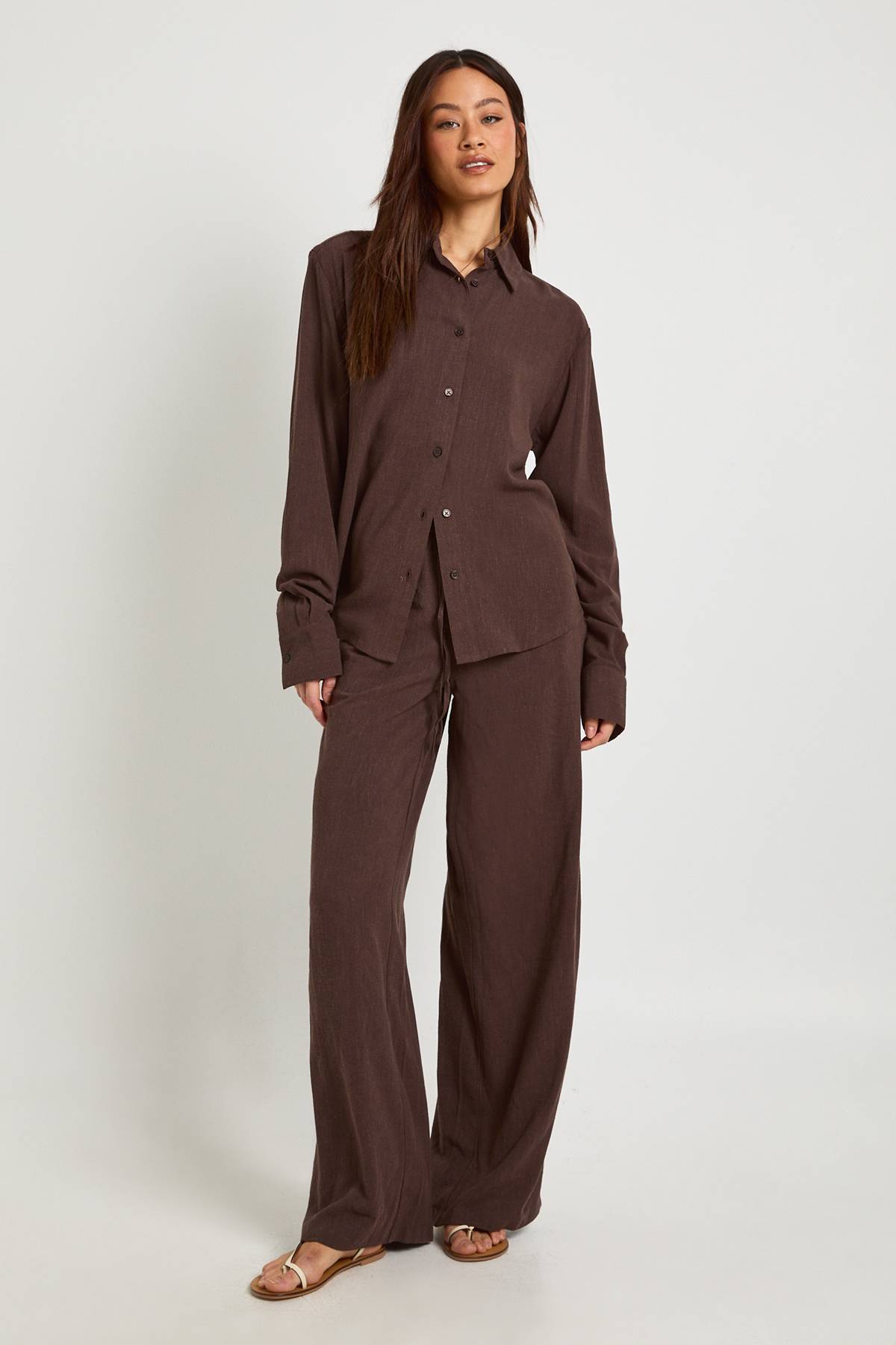 boohoo Chemise Ample Premium En Lin Tall