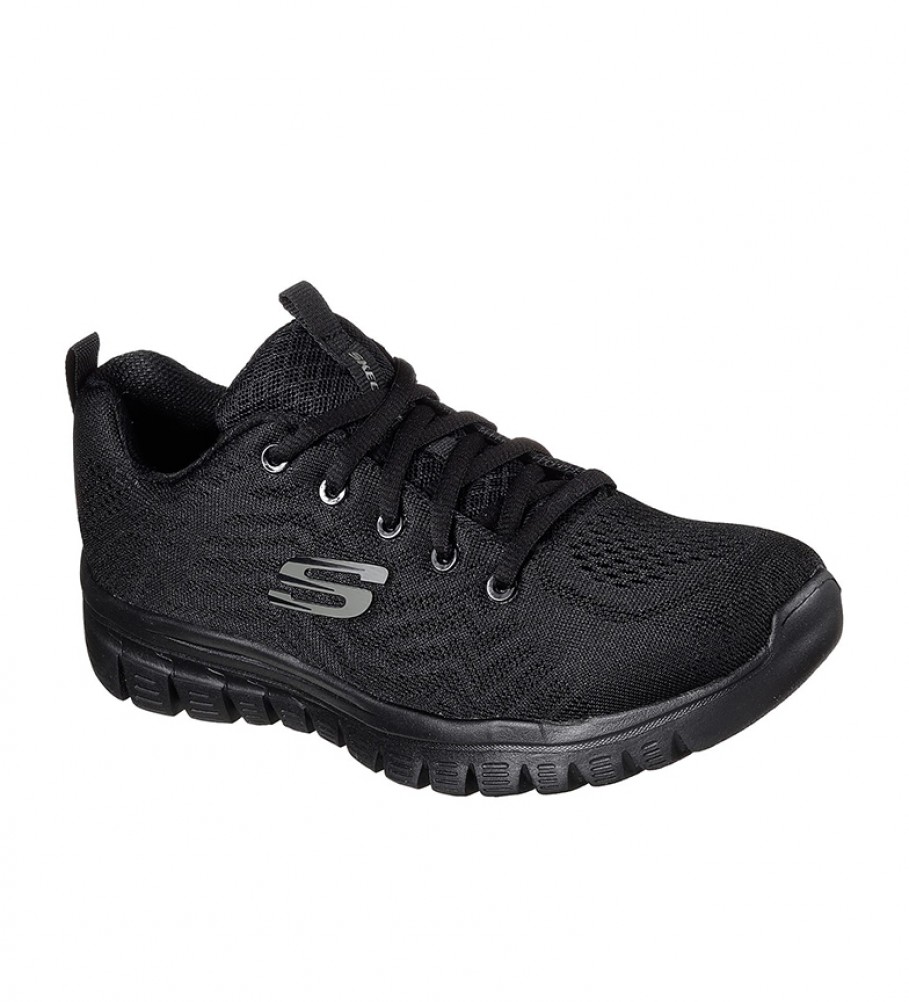 Tênis Skechers Graceful Get Connected preto com espuma viscoelástica