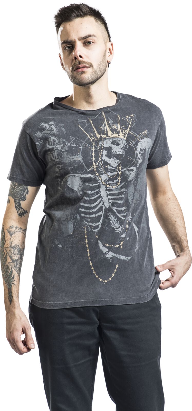 T-shirt imprimé crâne & couronne | Rock Rebel by EMP T-Shirt Manches courtes