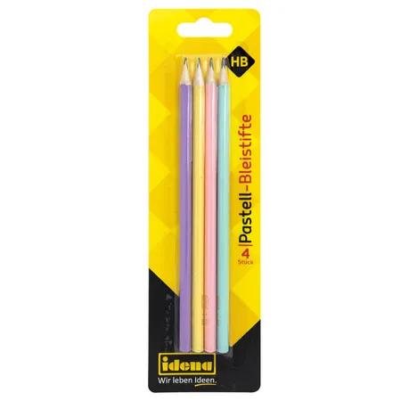 Idena 10523 Bleistifte FSC100% dreikant pastell, HB, 4er
