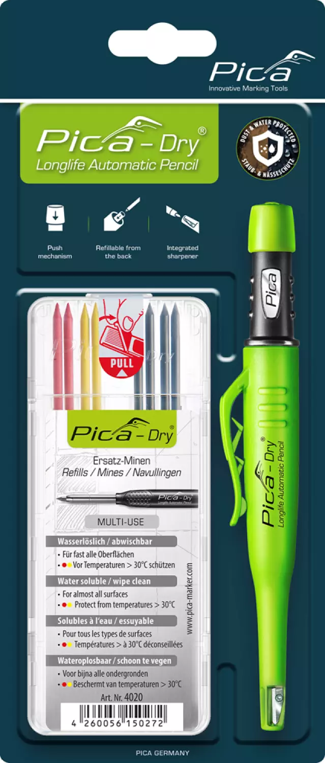 Pica PI30402 Dry Longlife Markeerpotlood 3030   4020 Dry Navulling - Grafiet/Rood/Geel (8st)