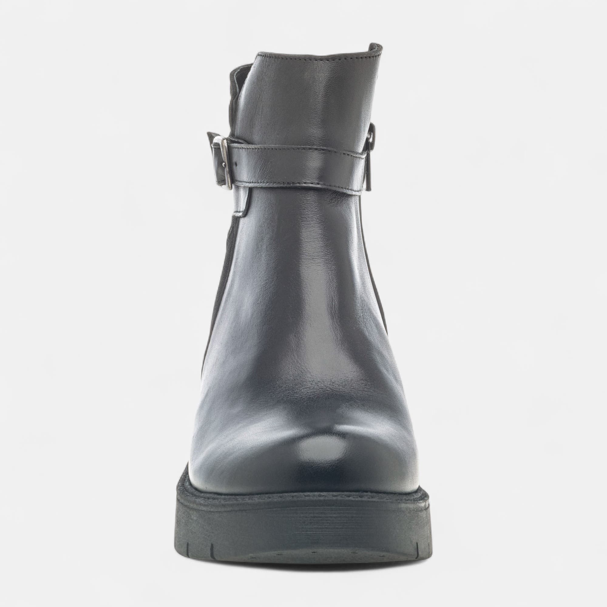 Boots à talon Femme en cuir noir