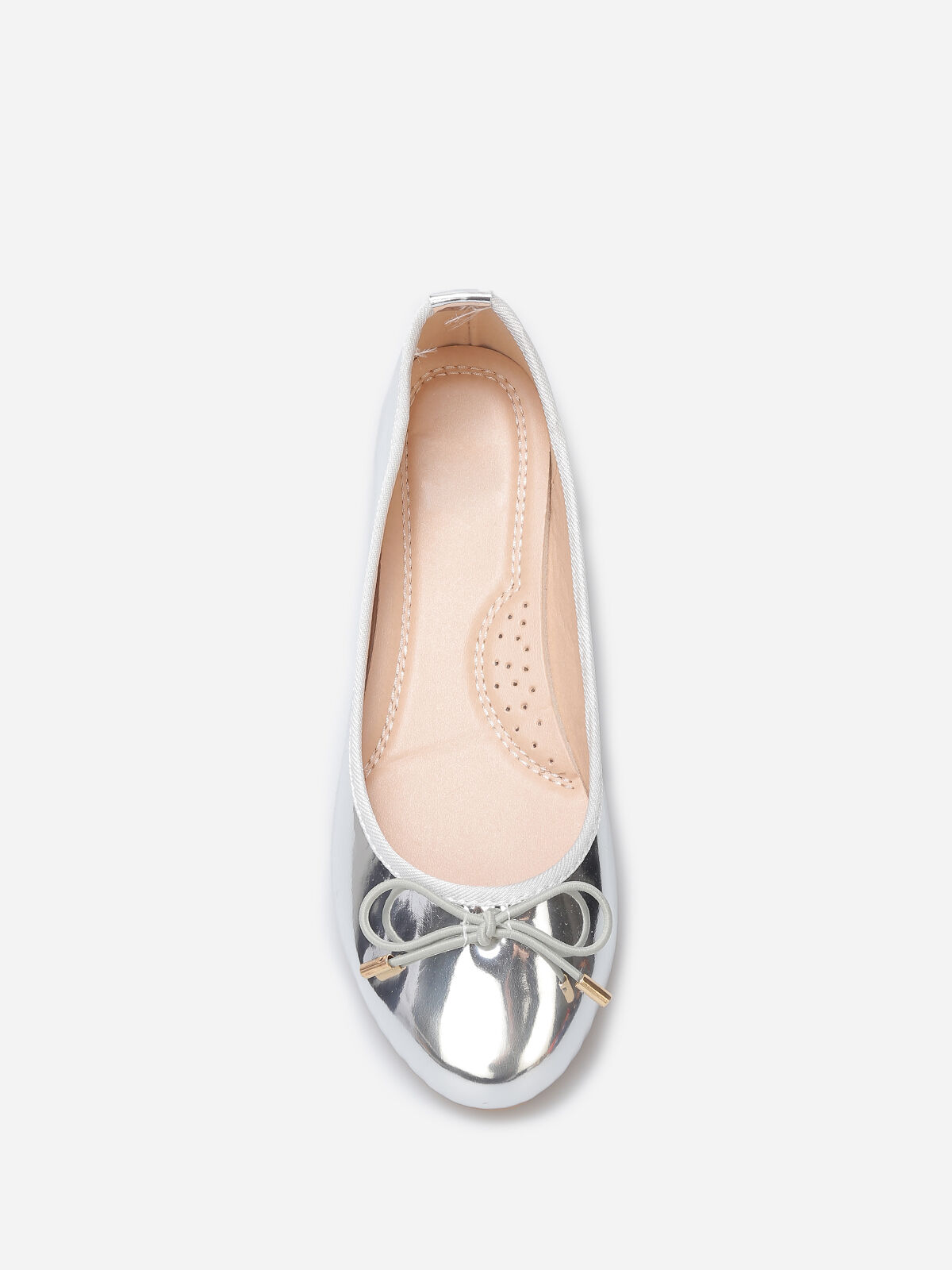 Ballerines plates vernies avec noeud- Argenté