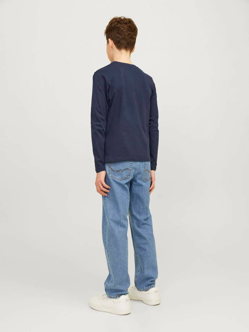 JACK & JONES longsleeve JJESWIFT met printopdruk donkerblauw