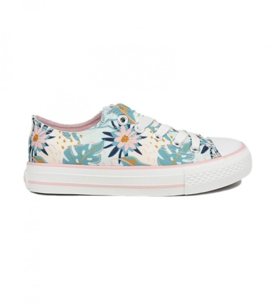Tênis infantil Chika10 City, tamanho 22, estampa floral.