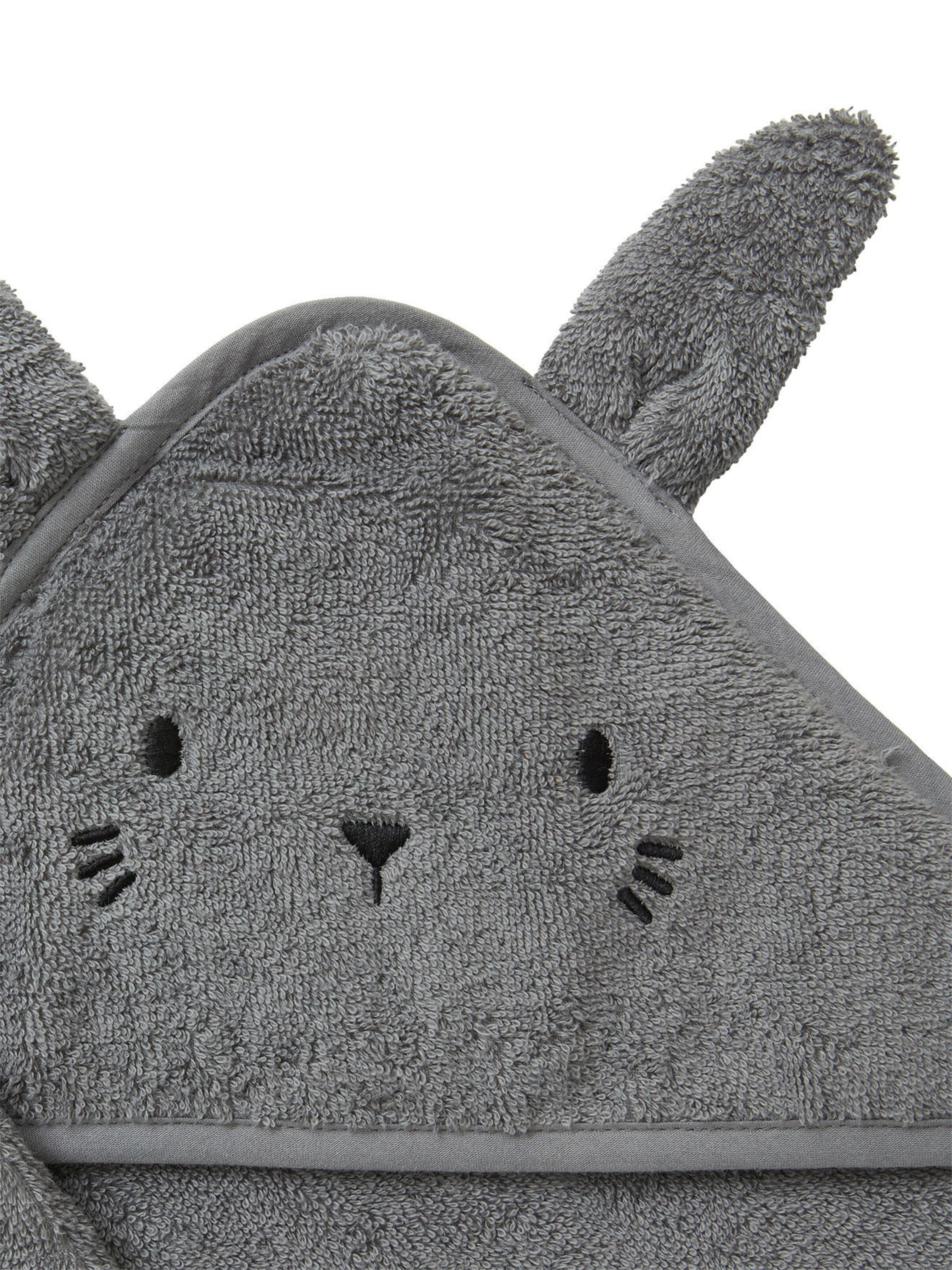 Vertbaudet Bio-Kollektion: Baby-Set aus Badetuch und Waschhandschuh anthrazit/hase